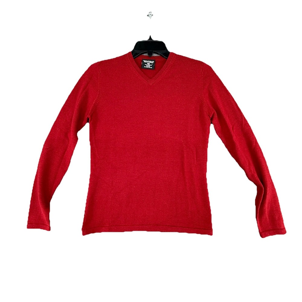 Polo Jeans‎ Co. Ralph Lauren Women's Red V-Neck Sweater  Size S 100% wool